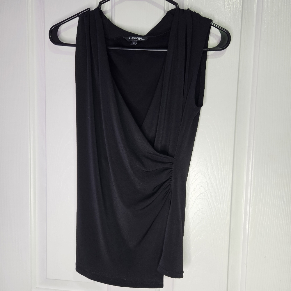 3/$15! Black Sleeveless Wrap Style Top, XS